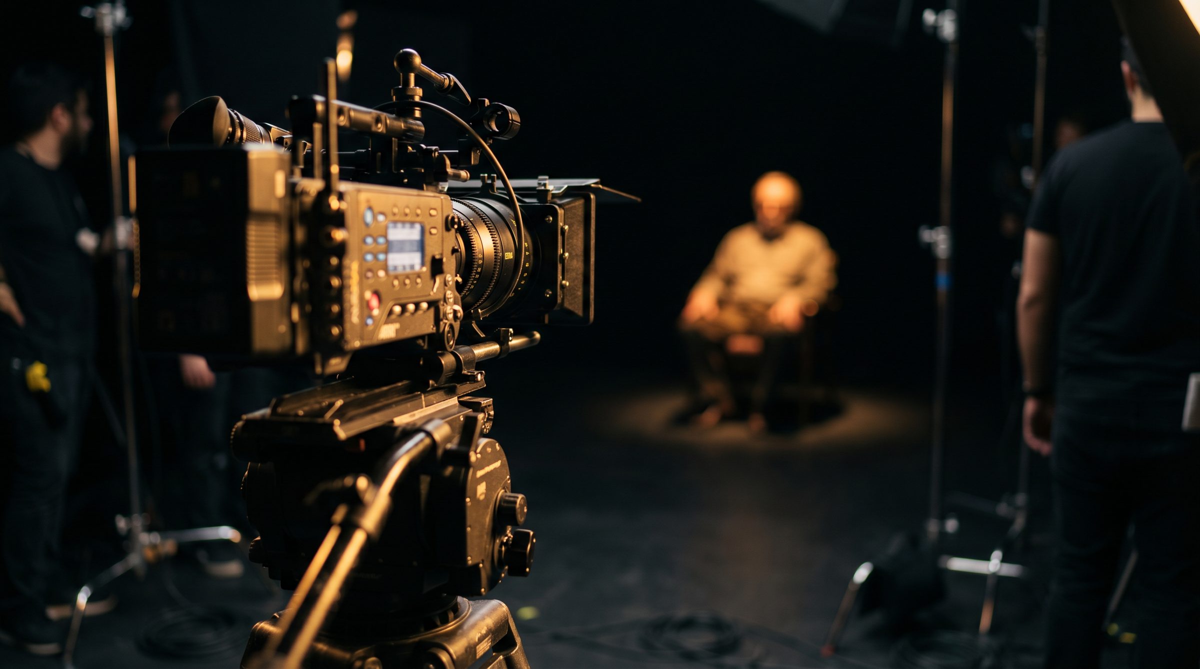 Cinema camera on a brand film set